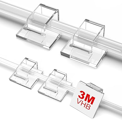 100 PCS Outdoor Light Clips Clear (Small & Large), Adhesive Cable Clips for Wall Wire Holder Cable Management Cord Organizer, Christmas Light Hooks for LED String Lights, Car Dash Cam, Extension Cord