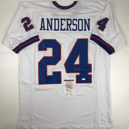 Autographed/Signed Ottis Anderson New York White Football Jersey JSA COA