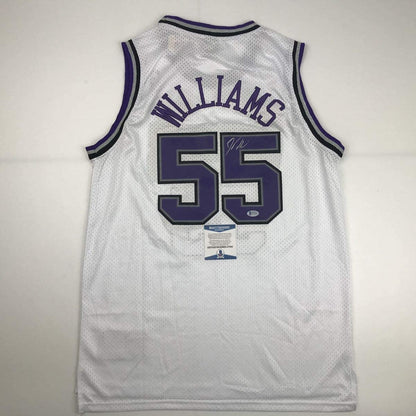 Autographed/Signed Jason Williams Sacramento White Basketball Jersey Beckett BAS COA