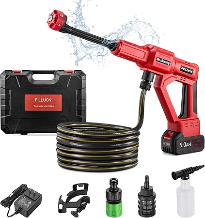 Cordless Pressure Washer, 1060 PSI Handheld High-Pressure Cleaner with 5.0Ah Long-Lasting Battery, 3-Speed Adjustable, 2.8 GPM, 6-in-1 Nozzle, Battery Powered Pressure Washer for Cars/Garden/Floor