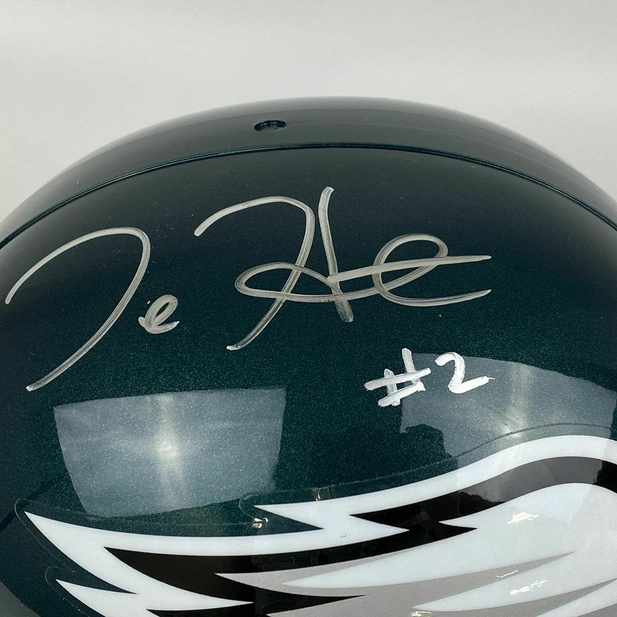 Autographed/Signed Jalen Hurts Philadelphia Eagles Full Size FS F/S Replica Football Helmet JSA COA
