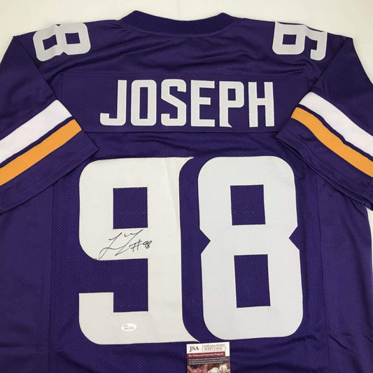 Autographed/Signed Linval Joseph Minnesota Purple Football Jersey JSA COA