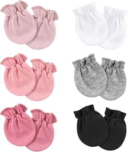 6 Pairs Baby Mittens Newborn No Scratch Cotton Baby Gloves Baby Girl Mittens for Newborn Baby Girls Boy Infant 0-6 Months
