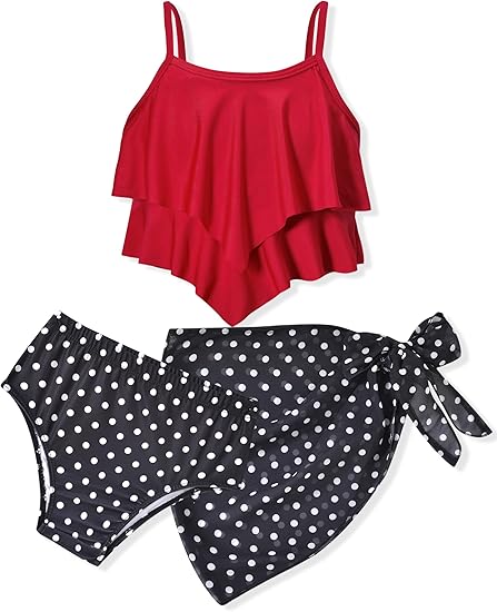 Unutiylo Girls Swimsuit 3 Piece Bikini Set Ruffle Bathing Suits Floral Print for Girls Swimwear