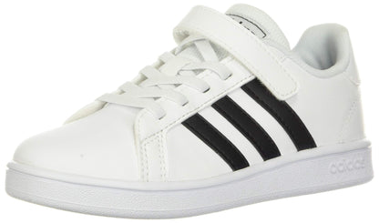 adidas unisex child Grand Court - Kids Sneaker, White/Black/White, 13.5 Little Kid US