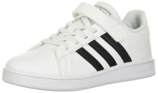 adidas unisex child Grand Court - Kids Sneaker, White/Black/White, 13.5 Little Kid US