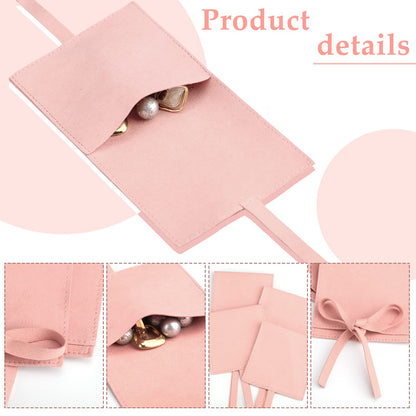 40 Pcs Microfiber Jewelry Pouch 8X8 cm, Luxury Gift Bags Bow Tie - Pink