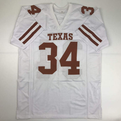 Autographed/Signed Ricky Williams 1998 Heisman Texas Longhorns White Football Jersey JSA COA