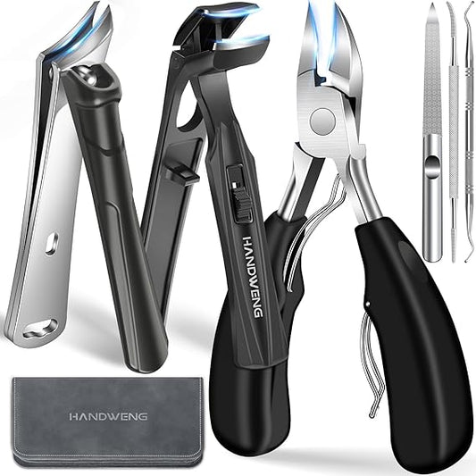 2025 Toenail Clippers for Seniors Thick Toenails, Angled Head Large Toe Nail Clippers for Thick Nails for Men, Heavy Duty Ingrown Toenail Clippers with Wide Jaw, Slanted Nail clippers with Long Handle