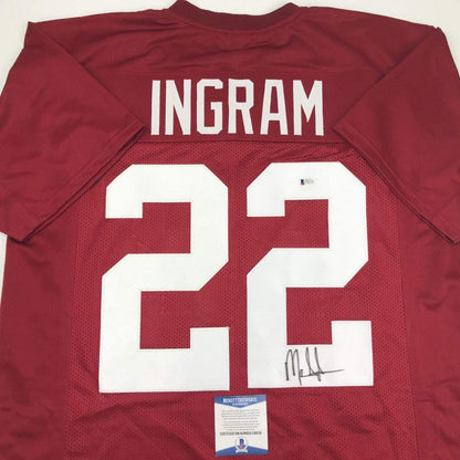 Autographed/Signed Mark Ingram Alabama Red College Football Jersey Beckett BAS COA