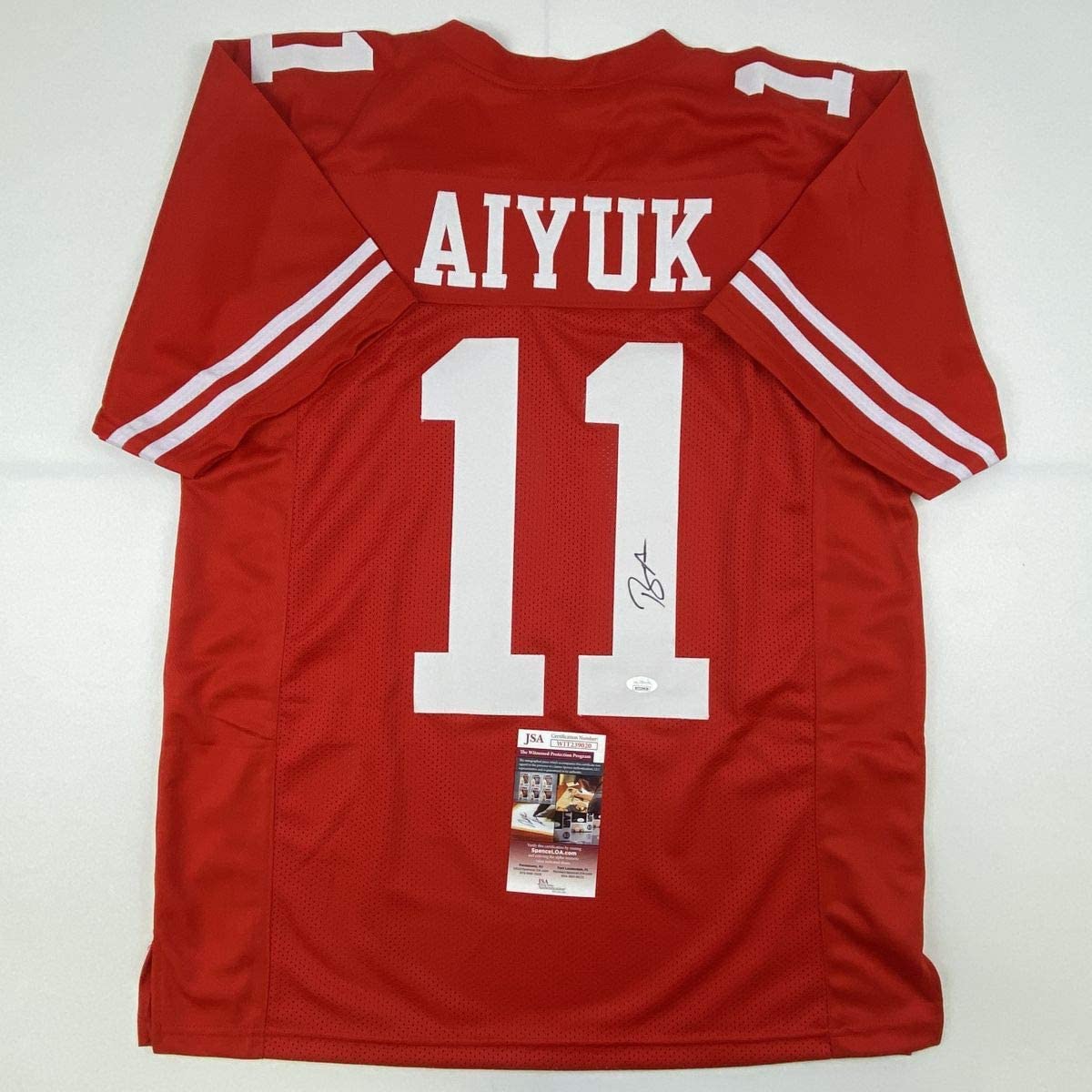 Autographed/Signed Brandon Aiyuk San Francisco Red Football Jersey JSA COA