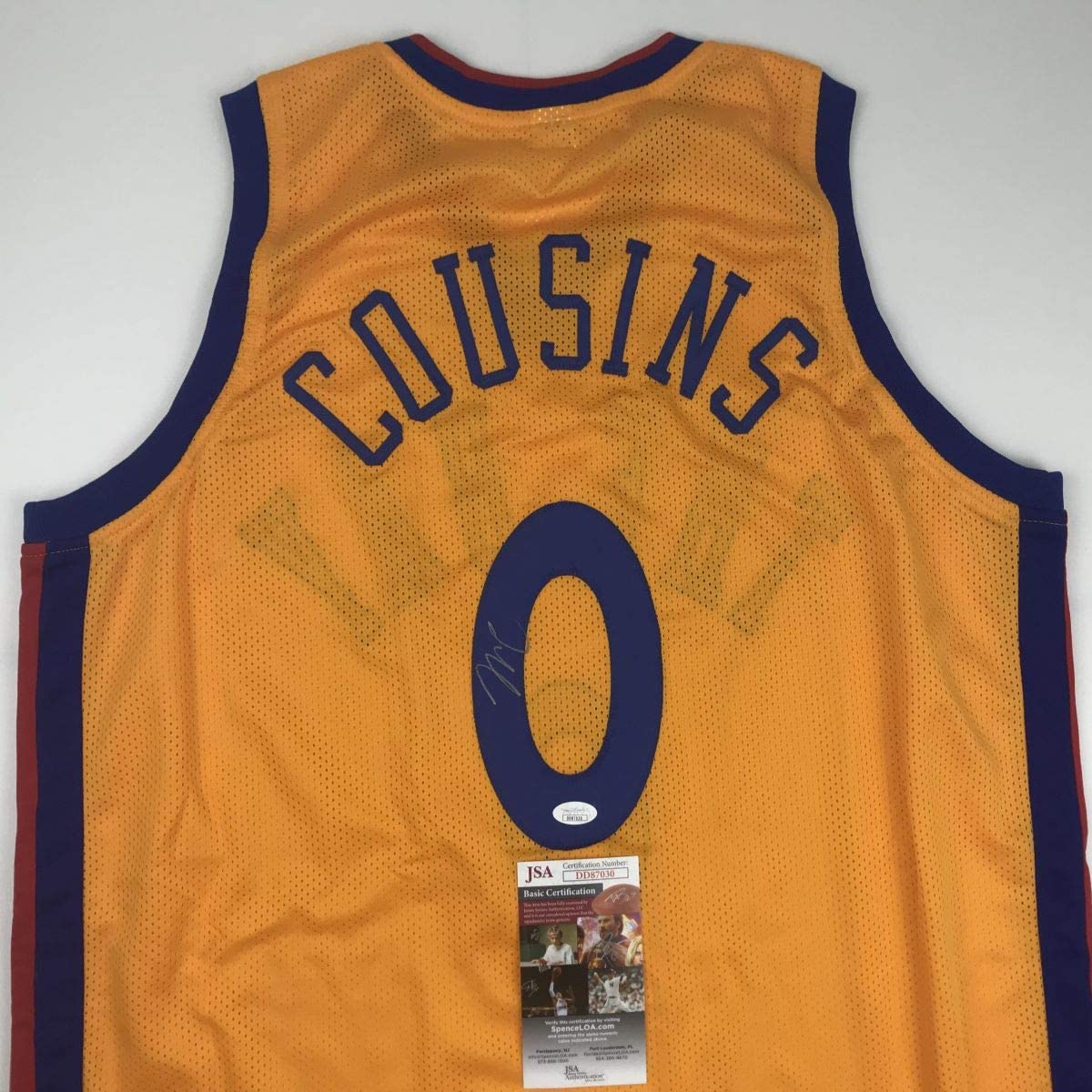 Autographed/Signed Demarcus Cousins Golden State Yellow Basketball Jersey JSA COA