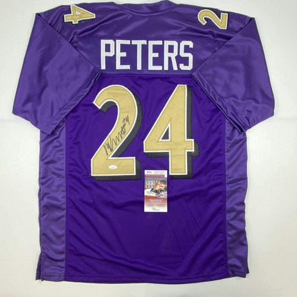 Autographed/Signed Marcus Peters Baltimore Color Rush Football Jersey JSA COA