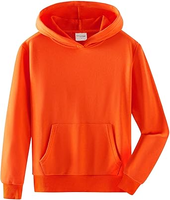 Spring&Gege Youth Solid Classic Hoodies Soft Hooded Pullover Sweatshirts for Children (3-14 Years)