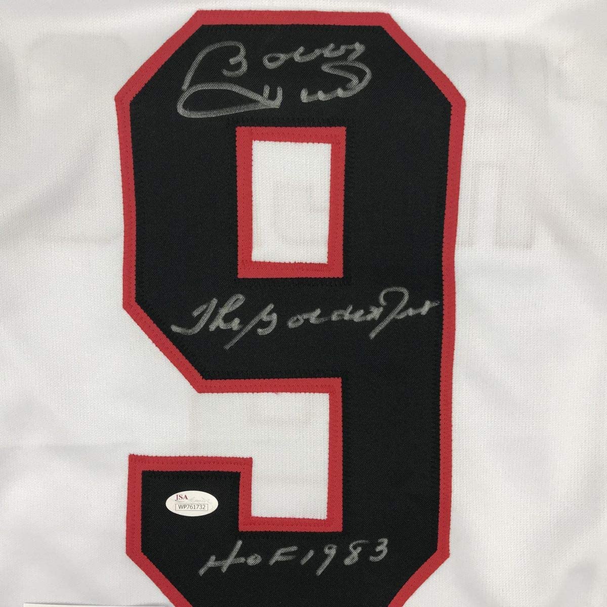 Autographed/Signed Bobby Hull The Golden Jet HOF 1983 Chicago White Hockey Jersey JSA COA