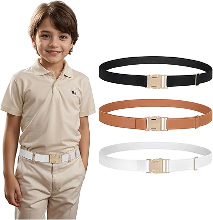 VONMELLI 3 Pack Elastic Stretch Belts Kids Toddler Belt Adjustable Uniform Belt for Boys and Girls