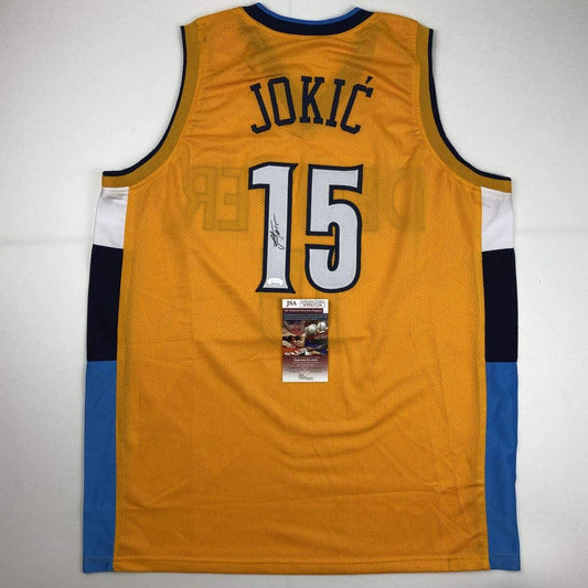 Autographed/Signed Nikola Jokic Denver Yellow Basketball Jersey JSA COA