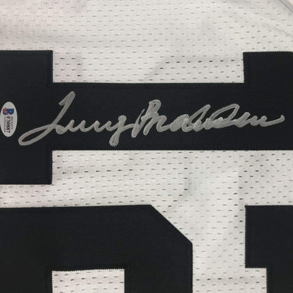 Autographed/Signed Terry Bradshaw Pittsburgh White Football Jersey Beckett BAS COA