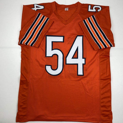 Autographed/Signed Brian Urlacher Chicago Orange Football Jersey Beckett BAS COA