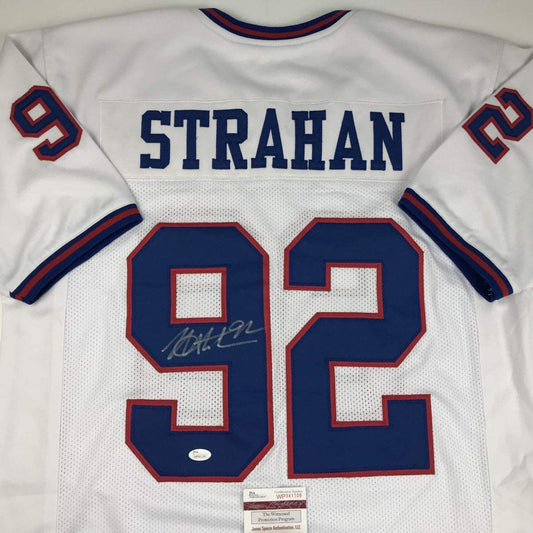 Autographed/Signed Michael Strahan New York Color Rush Football Jersey JSA COA