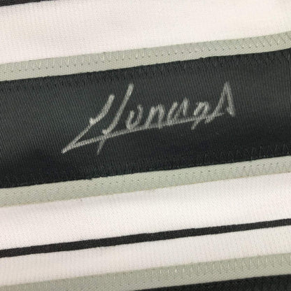 Autographed/Signed Yoan Moncada Chicago Pinstripe Baseball Jersey Beckett BAS COA