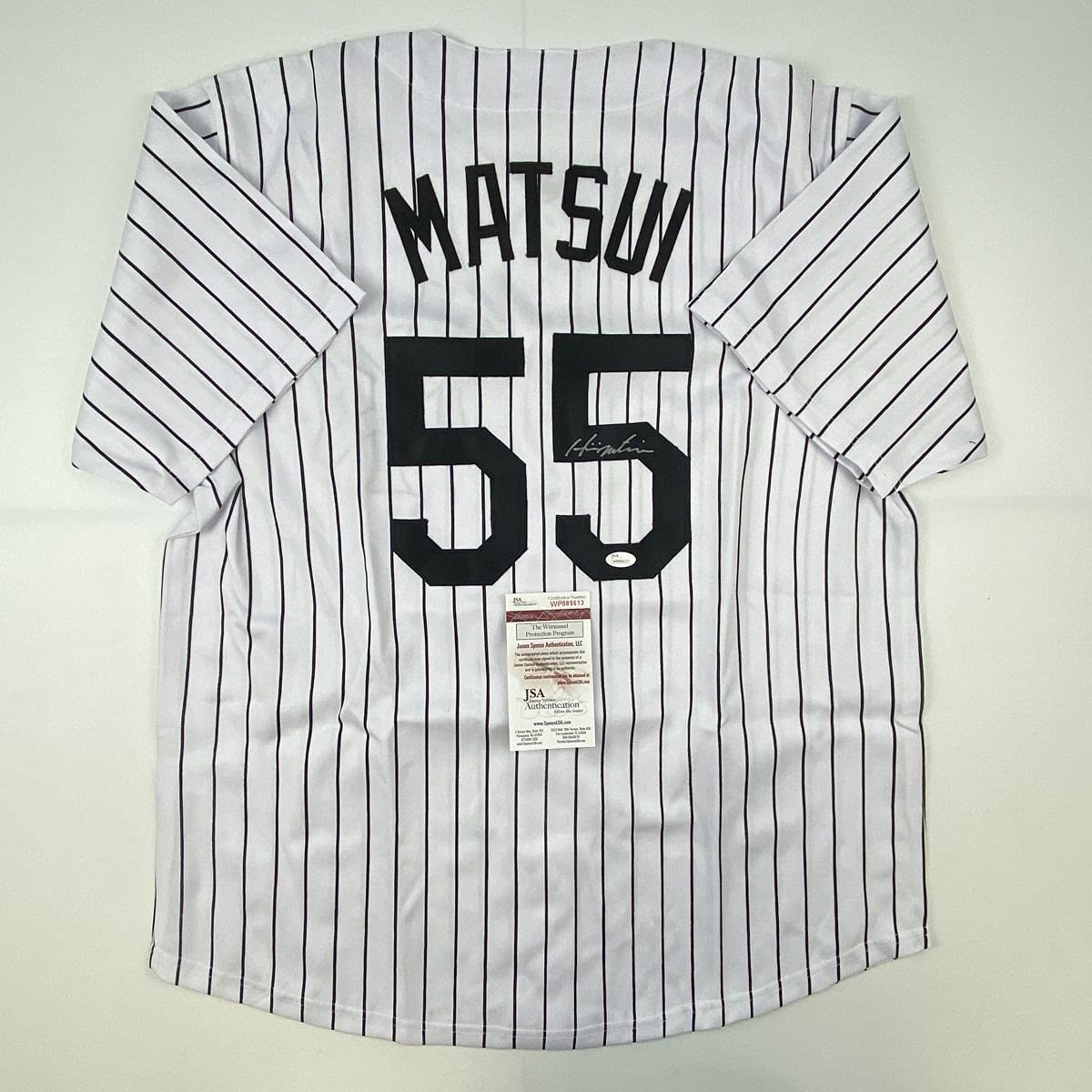 Autographed/Signed Hideki Matsui New York Pinstripe Baseball Jersey JSA COA