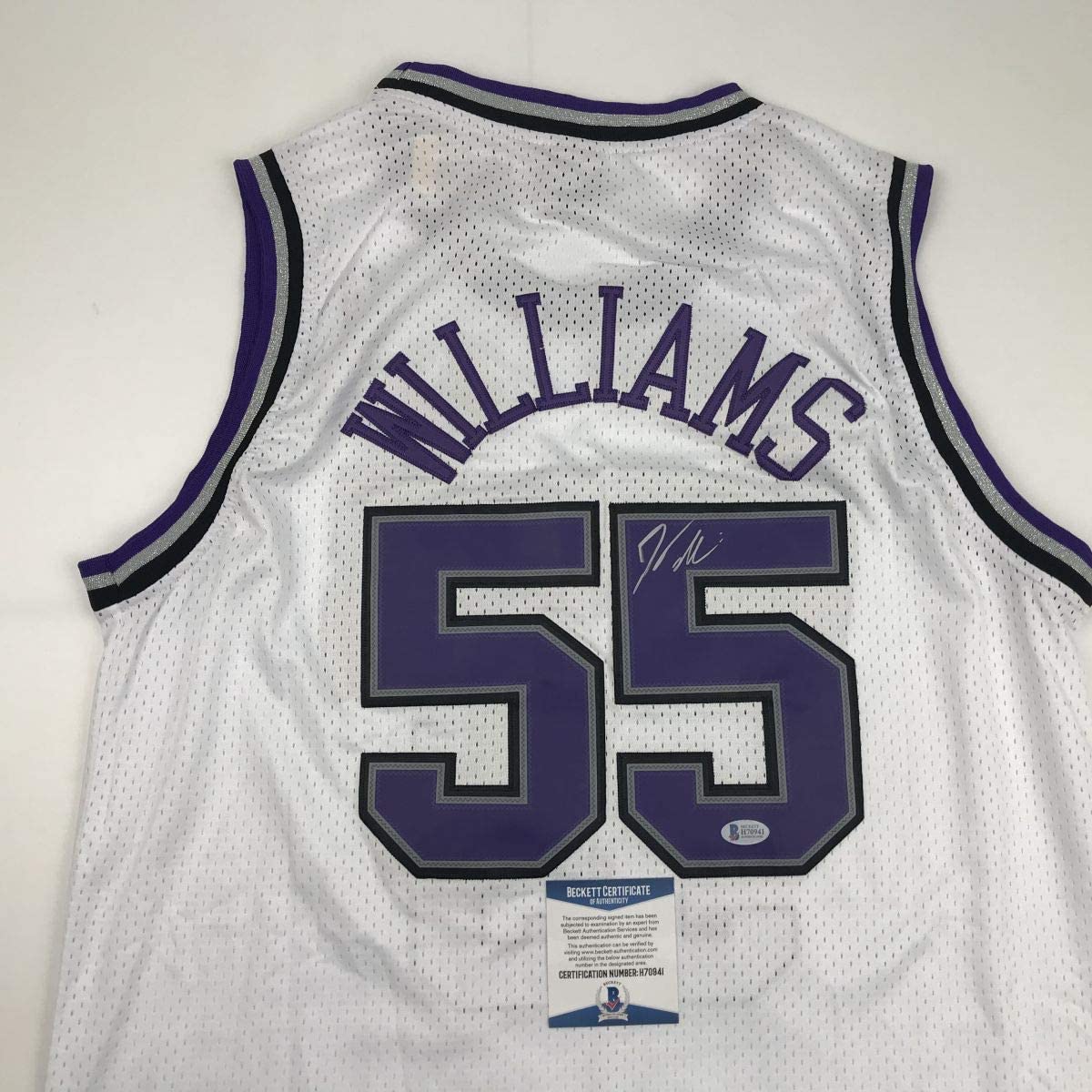 Autographed/Signed Jason Williams Sacramento White Basketball Jersey Beckett BAS COA