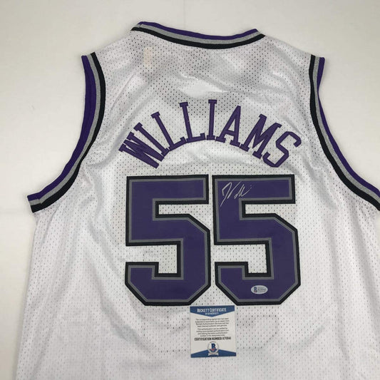 Autographed/Signed Jason Williams Sacramento White Basketball Jersey Beckett BAS COA