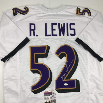 Autographed/Signed Ray Lewis Baltimore White Football Jersey JSA COA
