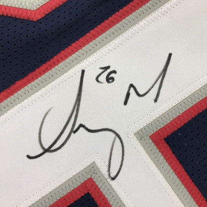 Autographed/Signed Sony Michel New England Blue Football Jersey JSA COA