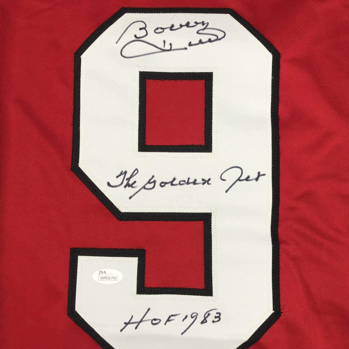 Autographed/Signed Bobby Hull HOF 1983 The Golden Jet Chicago Red Hockey Jersey JSA COA