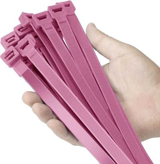 24 inch Pink Zip Ties Heavy Duty 50 PACK, 250 LBS Ultra Exclusive Strong Plastic Wire Ties, Large Cable Ties Extra Long Tie Wraps, Indoor and Outdoor UV Resistant