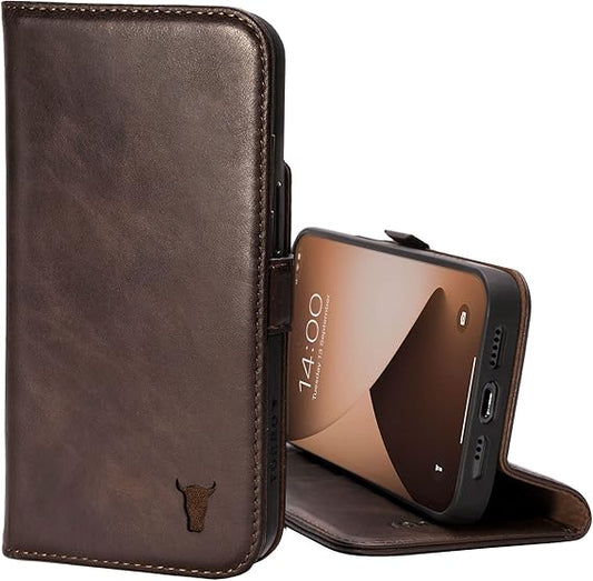 TORRO Case Compatible with iPhone 13 Pro Š—– Premium Leather Wallet Case with Kickstand and Card Slots (Dark Brown)