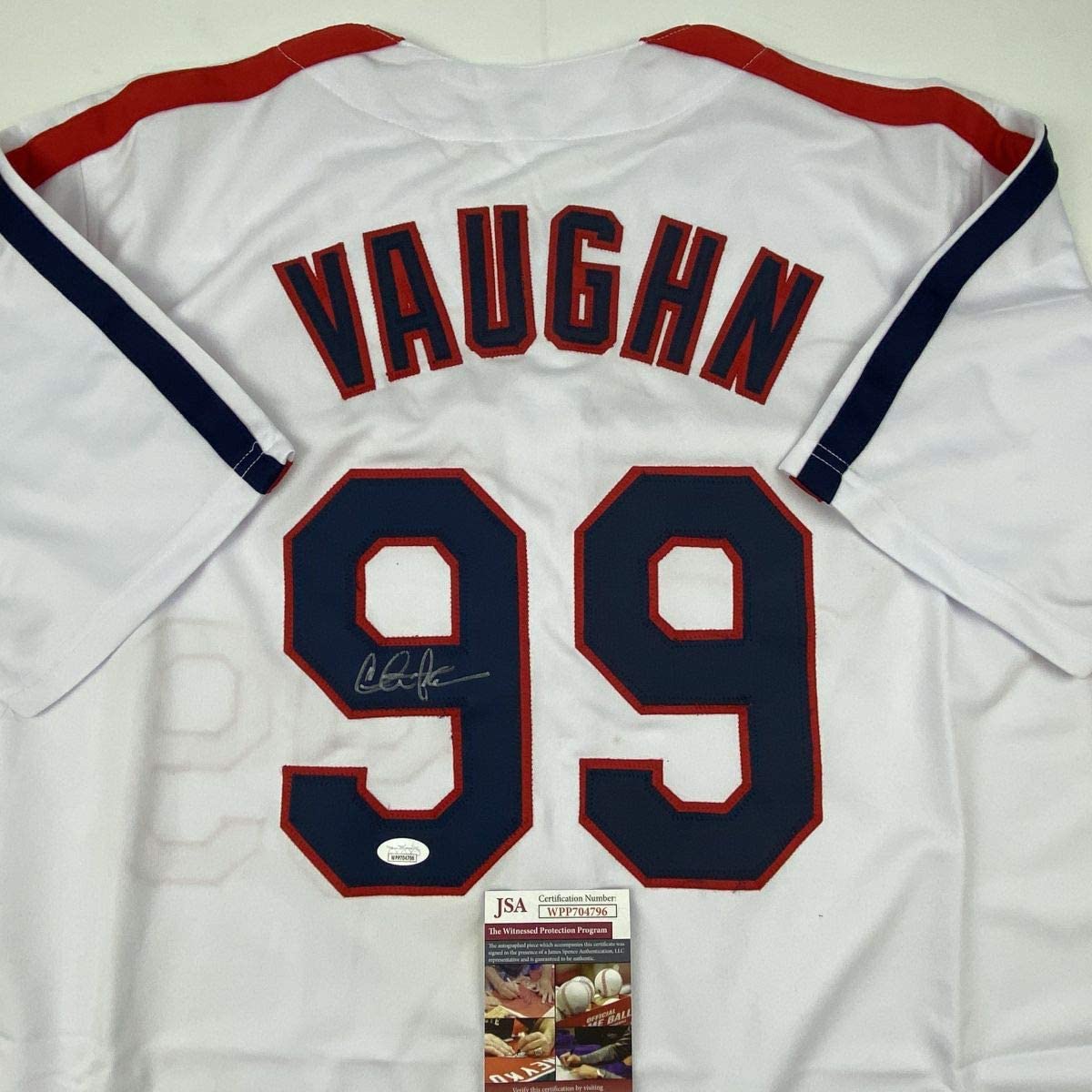 Autographed/Signed Charlie Sheen Wild Thing Ricky Vaughn Major League Movie Baseball Jersey JSA COA