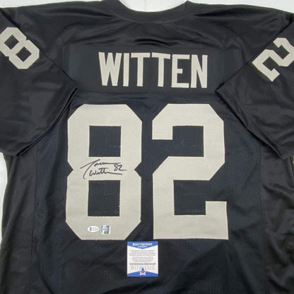 Autographed/Signed Jason Witten Las Vegas Oakland Black Football Jersey Beckett BAS COA