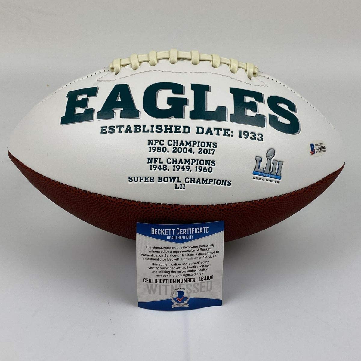 Autographed/Signed Brian Dawkins HOF 18 Philadelphia Eagles White Panel Logo Football Beckett BAS COA
