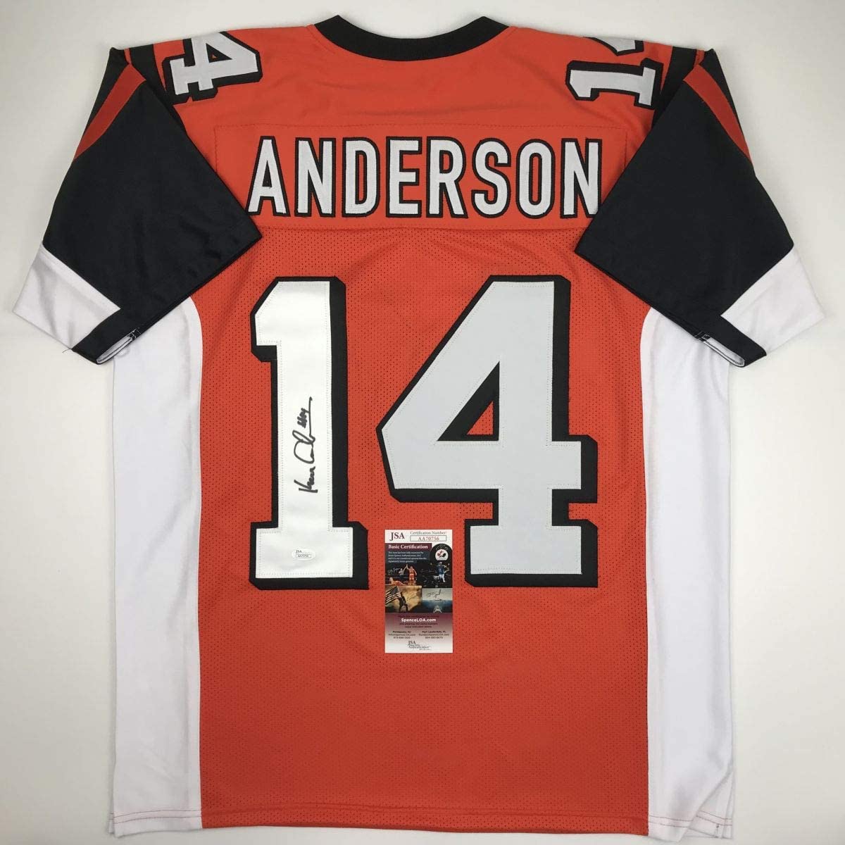 Autographed/Signed Ken Anderson Cincinnati Orange Football Jersey JSA COA