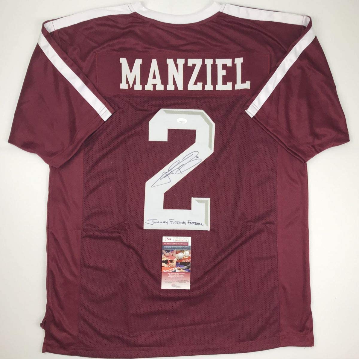 Autographed/Signed Johnny FN Football Manziel Texas A&M Maroon College Jersey JSA COA