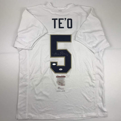 Autographed/Signed Manti Teo Te'o Notre Dame White College Football Jersey JSA COA