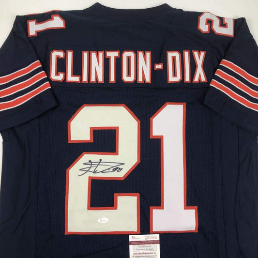 Autographed/Signed Haha Ha Ha Clinton-Dix Chicago Blue Block Football Jersey JSA COA
