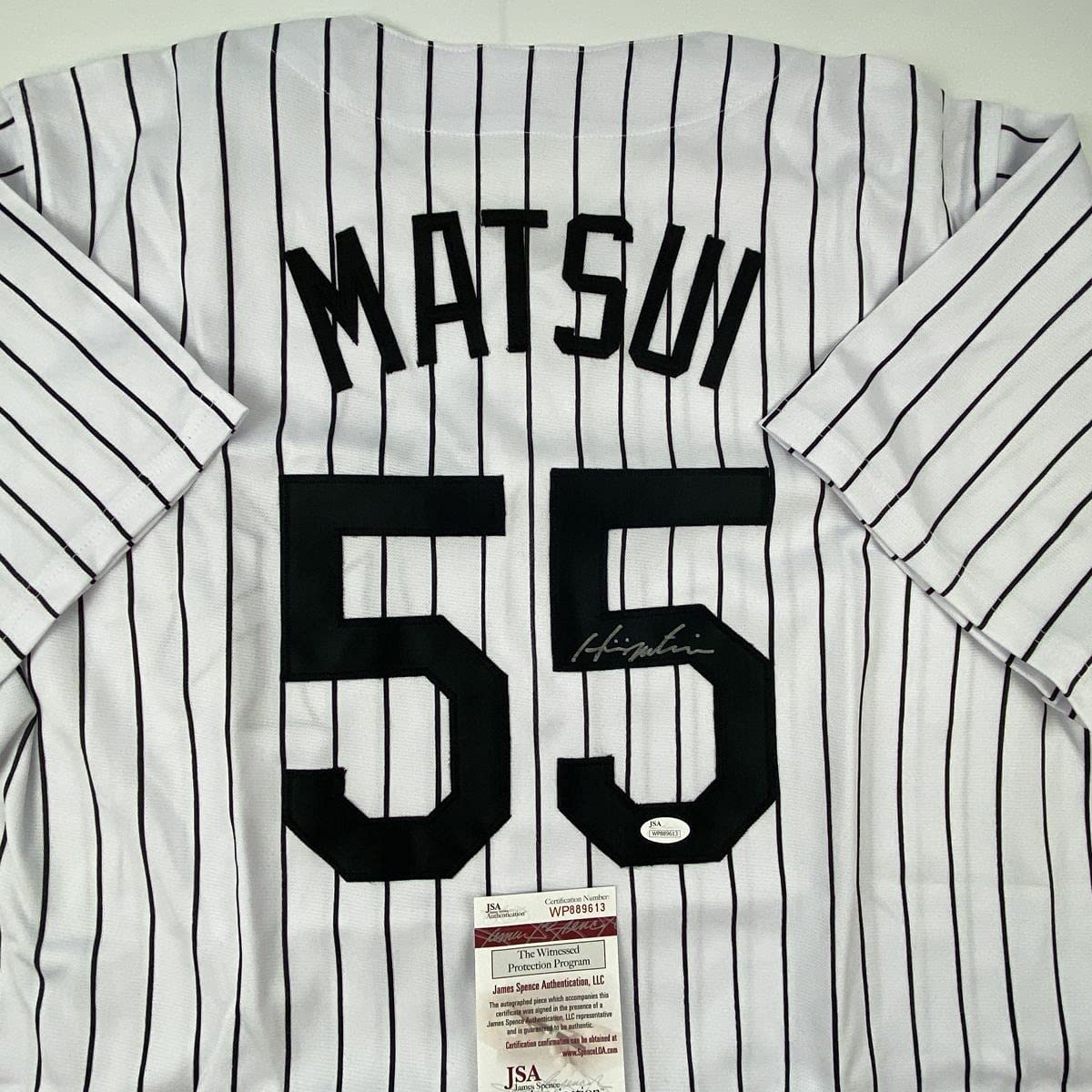 Autographed/Signed Hideki Matsui New York Pinstripe Baseball Jersey JSA COA