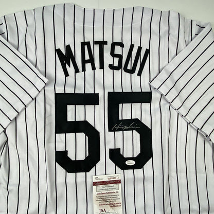 Autographed/Signed Hideki Matsui New York Pinstripe Baseball Jersey JSA COA