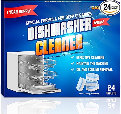 Dishwasher Cleaner and Deodorizer Tablet -24Tablets Deep Cleaning Descaler for Dishwasher Machine - Remove Limescale, Odor, Smell, Mineral Buildup