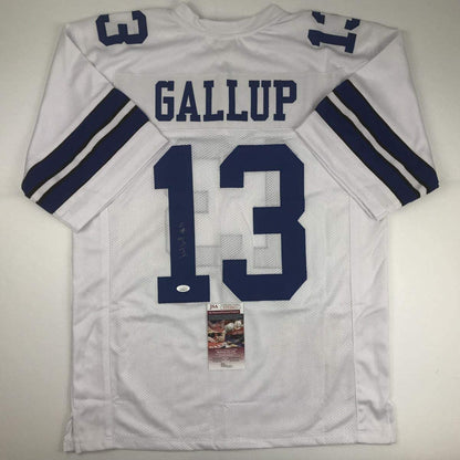 Autographed/Signed Michael Gallup Dallas White Football Jersey JSA COA