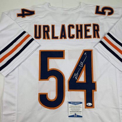 Autographed/Signed Brian Urlacher Chicago White Football Jersey Beckett BAS COA