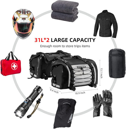 ROCKBROS 60L Waterproof Motorcycle Saddle Bags Durable Removable 2 PCS