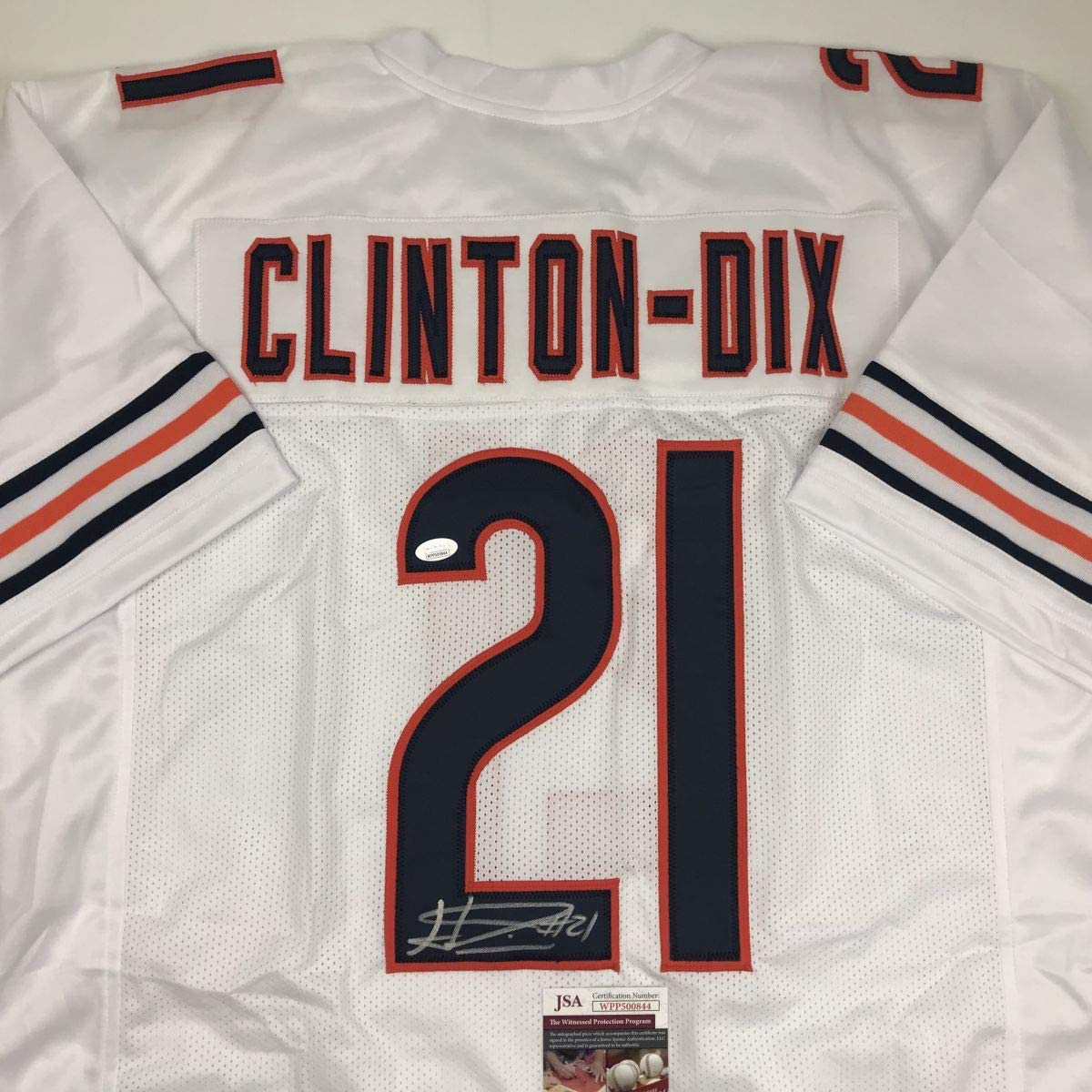 Autographed/Signed Haha Ha Ha Clinton-Dix Chicago White Football Jersey JSA COA