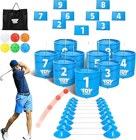 TOY Life Golf Bucket Game Golf Practice Game, Golf Chipping Game for Adults Family Kids Outdoor Indoor Backyard Golf Game PAR 3 Golf Game Golf Gifts for Adults Beach Games for Adults