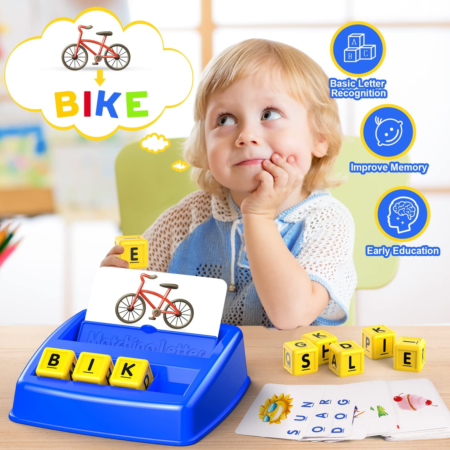 Toys for 3-8 Year Olds Boys, Spelling Games for Kids Ages 4-8 Matching Letter Ga