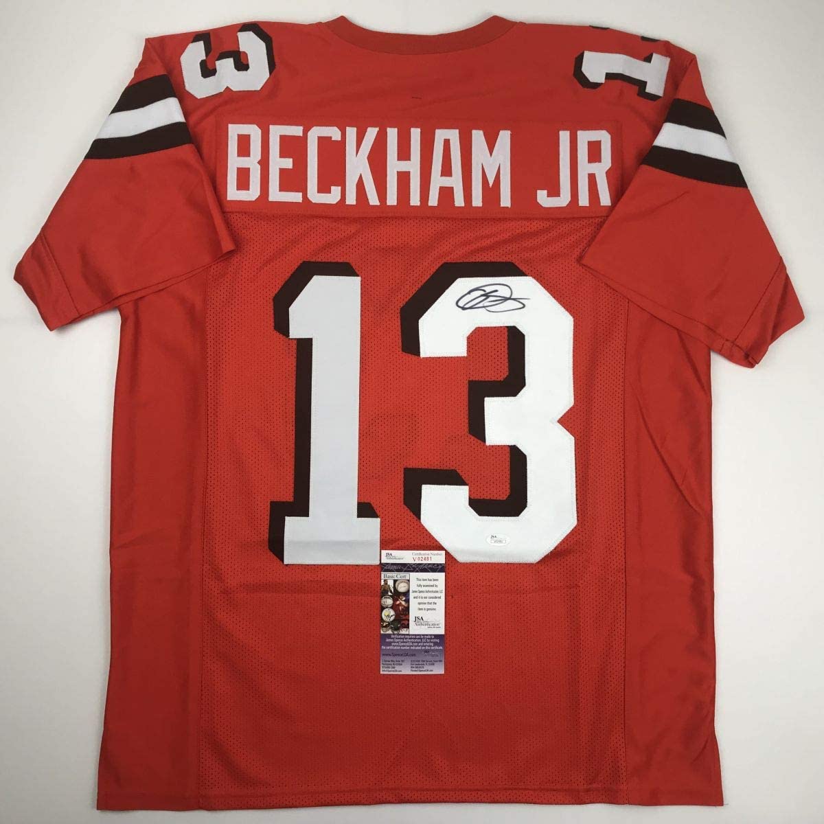 Autographed/Signed Odell Beckham Jr. Cleveland Orange Football Jersey JSA COA